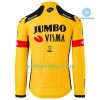 Fietskleding (Fietsshirt Lange Mouw + Lange Koersbroek) 2020 Team Jumbo-Visma N001 Winter Thermal Fleece